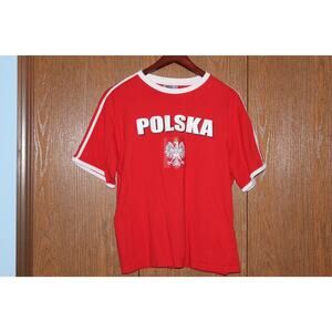 Polska Country Pride T Shirt XXL Fits L Red White Poland Short Sleeve Vintage